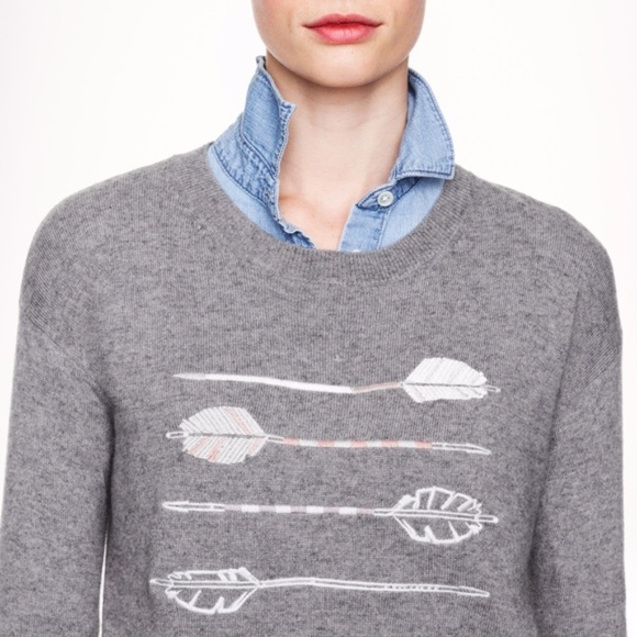 J Crew Sweaters J Crew Gray Embroidered Arrows Sweater N4 Poshmark